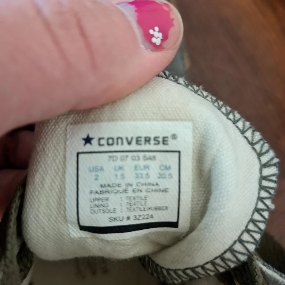 Converse Chuck Taylor All Star High Top Gray Olive Tribal Kids Sneakers 3Z224 2Y